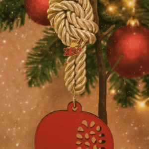 Γούρι ξύλινο κόκκινο ρόδι