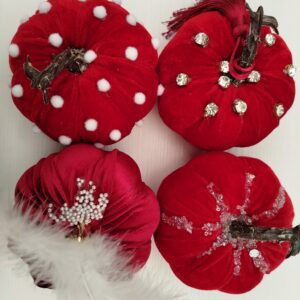 Κολοκύθες μεσαίο μέγεθος σε κόκκινο βελούδο