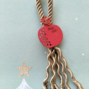 Ρόδι ξύλινο με χρυσό κορδόνι